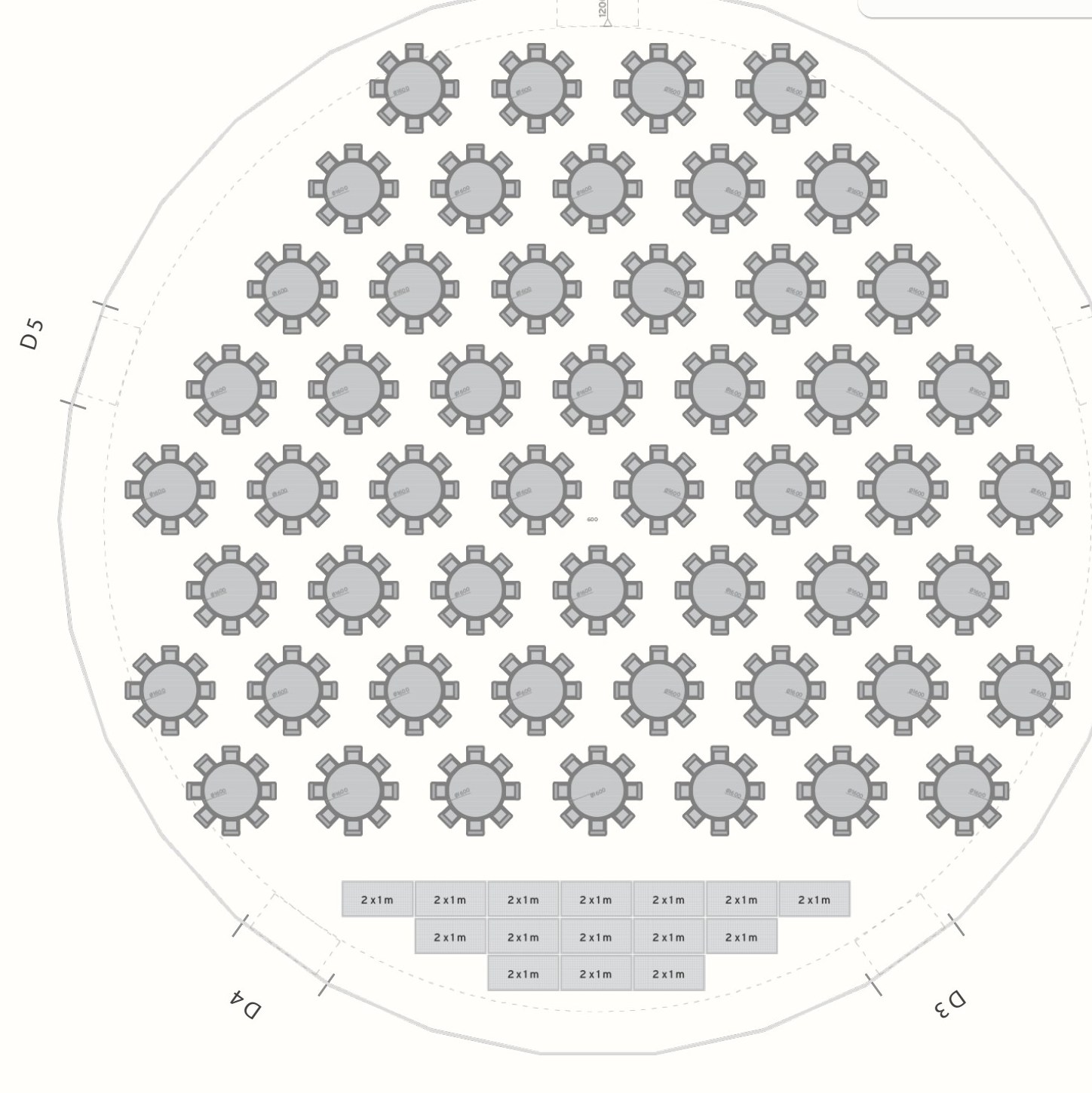 Banquet floor plan — 416 guests